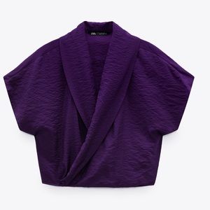 Zara flowy neckline cropped top wrapped detail, purple size medium ‼️clearance‼️